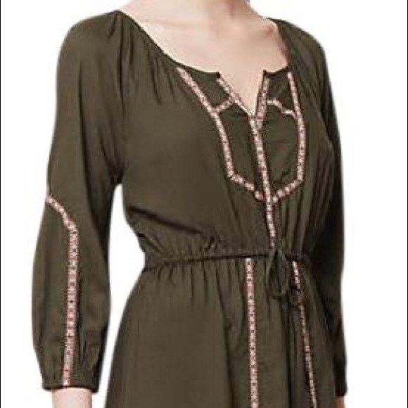 Anthropologie Olive Green Edme&Esyllte Boho Dress - Picture 5 of 6